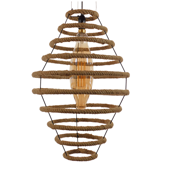 GloboStar® MELISSA 01158 Vintage Κρεμαστό Φωτιστικό Οροφής Μονόφωτο Μαύρο Μεταλλικό με Μπεζ Σχοινί Φ47 x Y70.5cm 5 GloboStar® MELISSA 01158 Vintage Κρεμαστό Φωτιστικό Οροφής Μονόφωτο Μαύρο Μεταλλικό με Μπεζ Σχοινί Φ47 x Y70.5cm - Image 3