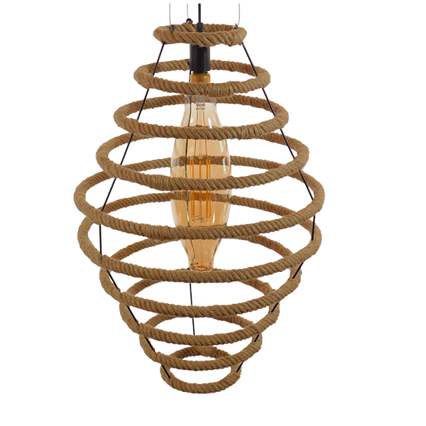 GloboStar® MELISSA 01158 Vintage Κρεμαστό Φωτιστικό Οροφής Μονόφωτο Μαύρο Μεταλλικό με Μπεζ Σχοινί Φ47 x Y70.5cm 6 GloboStar® MELISSA 01158 Vintage Κρεμαστό Φωτιστικό Οροφής Μονόφωτο Μαύρο Μεταλλικό με Μπεζ Σχοινί Φ47 x Y70.5cm - Image 4