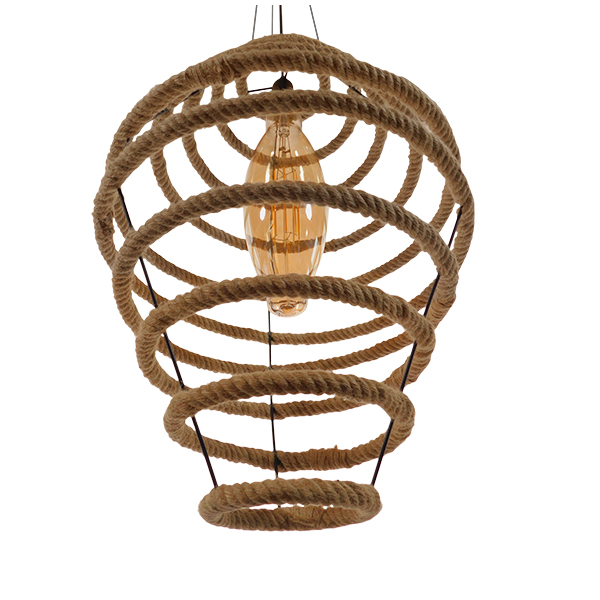 GloboStar® MELISSA 01158 Vintage Κρεμαστό Φωτιστικό Οροφής Μονόφωτο Μαύρο Μεταλλικό με Μπεζ Σχοινί Φ47 x Y70.5cm 8 GloboStar® MELISSA 01158 Vintage Κρεμαστό Φωτιστικό Οροφής Μονόφωτο Μαύρο Μεταλλικό με Μπεζ Σχοινί Φ47 x Y70.5cm - Image 6