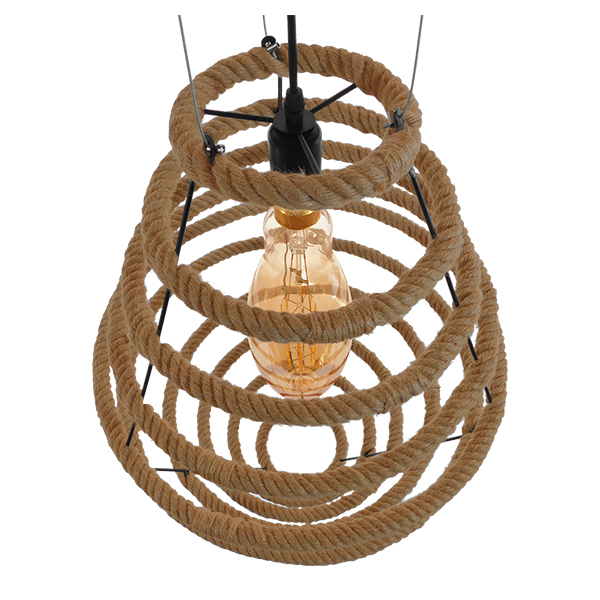 GloboStar® MELISSA 01158 Vintage Κρεμαστό Φωτιστικό Οροφής Μονόφωτο Μαύρο Μεταλλικό με Μπεζ Σχοινί Φ47 x Y70.5cm 7 GloboStar® MELISSA 01158 Vintage Κρεμαστό Φωτιστικό Οροφής Μονόφωτο Μαύρο Μεταλλικό με Μπεζ Σχοινί Φ47 x Y70.5cm - Image 5