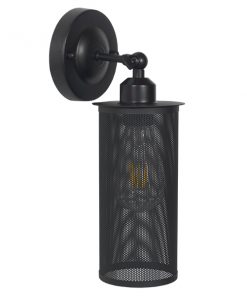 GloboStar® HOLVIA 01160 Vintage Industrial Φωτιστικό Τοίχου Απλίκα Μονόφωτο Μαύρο Μεταλλικό Πλέγμα Φ10 x Μ16 x Π12 x Υ34cm 13 01160 2