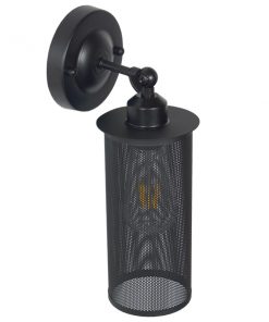 GloboStar® HOLVIA 01160 Vintage Industrial Φωτιστικό Τοίχου Απλίκα Μονόφωτο Μαύρο Μεταλλικό Πλέγμα Φ10 x Μ16 x Π12 x Υ34cm 14 01160 3
