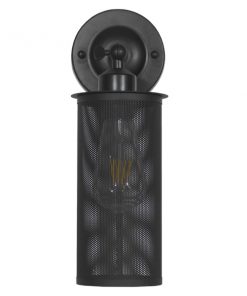 GloboStar® HOLVIA 01160 Vintage Industrial Φωτιστικό Τοίχου Απλίκα Μονόφωτο Μαύρο Μεταλλικό Πλέγμα Φ10 x Μ16 x Π12 x Υ34cm 15 01160 4