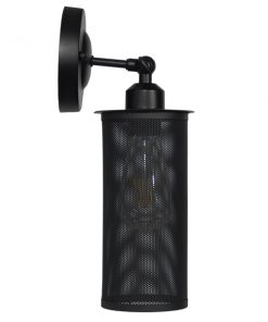 GloboStar® HOLVIA 01160 Vintage Industrial Φωτιστικό Τοίχου Απλίκα Μονόφωτο Μαύρο Μεταλλικό Πλέγμα Φ10 x Μ16 x Π12 x Υ34cm 20 01160 9