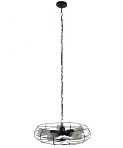 Alternative view of GloboStar® HELIX 01164 Vintage Industrial Κρεμαστό Φωτιστικό Οροφής Πολύφωτο Μαύρο Μεταλλικό Πλέγμα Φ46 x Y13cm