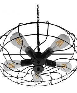 GloboStar® HELIX 01164 Vintage Industrial Κρεμαστό Φωτιστικό Οροφής Πολύφωτο Μαύρο Μεταλλικό Πλέγμα Φ46 x Y13cm 14 01164 007