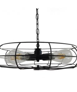 GloboStar® HELIX 01164 Vintage Industrial Κρεμαστό Φωτιστικό Οροφής Πολύφωτο Μαύρο Μεταλλικό Πλέγμα Φ46 x Y13cm 13 01164 008