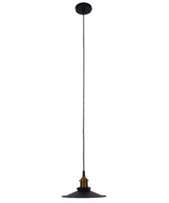 Alternative view of GloboStar® CARAVEL 01167 Vintage Industrial Κρεμαστό Φωτιστικό Οροφής Μονόφωτο Μαύρο Μεταλλικό Καμπάνα Φ22 x Y13cm