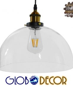 GloboStar® DARCY 01171 Vintage Κρεμαστό Φωτιστικό Οροφής Μονόφωτο Γυάλινο Καμπάνα Φ30 x Y25cm