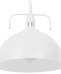 GloboStar® LARKIN 01174 Vintage Κρεμαστό Φωτιστικό Οροφής Μονόφωτο Λευκό Μεταλλικό Καμπάνα Φ31 x Y30cm 12 01174 009