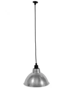 Alternative view of GloboStar® LOUVE 01178 Vintage Industrial Κρεμαστό Φωτιστικό Οροφής Μονόφωτο Ασημί Μεταλλικό Καμπάνα Φ39 x Y32cm