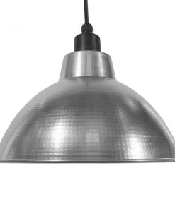 GloboStar® LOUVE 01178 Vintage Industrial Κρεμαστό Φωτιστικό Οροφής Μονόφωτο Ασημί Μεταλλικό Καμπάνα Φ39 x Y32cm 14 01178 5