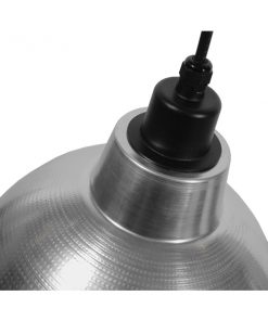 GloboStar® LOUVE 01178 Vintage Industrial Κρεμαστό Φωτιστικό Οροφής Μονόφωτο Ασημί Μεταλλικό Καμπάνα Φ39 x Y32cm 16 01178 7