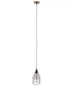 Alternative view of GloboStar® GALOT 01179 Vintage Industrial Κρεμαστό Φωτιστικό Οροφής Μονόφωτο Μαύρο Μεταλλικό Πλέγμα Φ14 x Y26cm