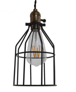 GloboStar® GALOT 01179 Vintage Industrial Κρεμαστό Φωτιστικό Οροφής Μονόφωτο Μαύρο Μεταλλικό Πλέγμα Φ14 x Y26cm 11 01179 3