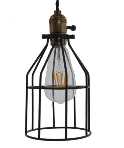 GloboStar® GALOT 01179 Vintage Industrial Κρεμαστό Φωτιστικό Οροφής Μονόφωτο Μαύρο Μεταλλικό Πλέγμα Φ14 x Y26cm 12 01179 4