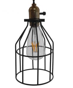 GloboStar® GALOT 01179 Vintage Industrial Κρεμαστό Φωτιστικό Οροφής Μονόφωτο Μαύρο Μεταλλικό Πλέγμα Φ14 x Y26cm 13 01179 5