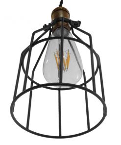 GloboStar® GALOT 01179 Vintage Industrial Κρεμαστό Φωτιστικό Οροφής Μονόφωτο Μαύρο Μεταλλικό Πλέγμα Φ14 x Y26cm 14 01179 6