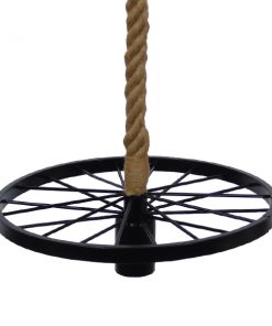 GloboStar® VELO 01185 Vintage Industrial Κρεμαστό Φωτιστικό Οροφής Μονόφωτο Μαύρο Μεταλλικό Πλέγμα με Μπεζ Σχοινί Φ30 x Y16cm 17 01185 007