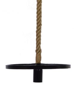 GloboStar® VELO 01185 Vintage Industrial Κρεμαστό Φωτιστικό Οροφής Μονόφωτο Μαύρο Μεταλλικό Πλέγμα με Μπεζ Σχοινί Φ30 x Y16cm 16 01185 008