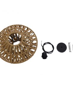 GloboStar® NATHLEN 01187 Vintage Κρεμαστό Φωτιστικό Οροφής Μονόφωτο Μαύρο Μεταλλικό Πλέγμα με Μπεζ Σχοινί Φ40 x Y20cm 21 01187 10