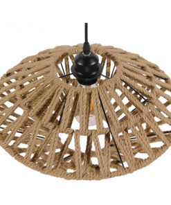 GloboStar® NATHLEN 01187 Vintage Κρεμαστό Φωτιστικό Οροφής Μονόφωτο Μαύρο Μεταλλικό Πλέγμα με Μπεζ Σχοινί Φ40 x Y20cm 16 01187 5