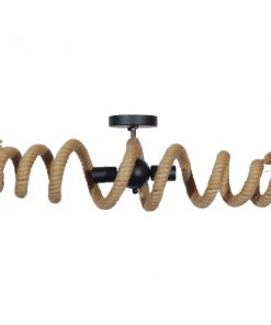 Alternative view of GloboStar® SPIRAL 01188 Vintage Industrial Φωτιστικό Οροφής Δίφωτο Μαύρο Μεταλλικό με Μπεζ Σχοινί Μ75 x Π20 x Υ24cm