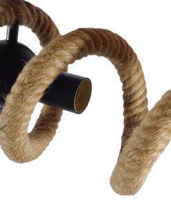GloboStar® SPIRAL 01188 Vintage Industrial Φωτιστικό Οροφής Δίφωτο Μαύρο Μεταλλικό με Μπεζ Σχοινί Μ75 x Π20 x Υ24cm 12 01188 3