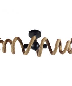 GloboStar® SPIRAL 01188 Vintage Industrial Φωτιστικό Οροφής Δίφωτο Μαύρο Μεταλλικό με Μπεζ Σχοινί Μ75 x Π20 x Υ24cm 10 01188 5