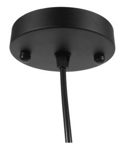 GloboStar® REA 01196 Μοντέρνο Κρεμαστό Φωτιστικό Οροφής Μονόφωτο Μαύρο Μεταλλικό Πλέγμα με Υφασμάτινο Εσωτερικό Καπέλο Φ20 x Y44cm 18 01196 7