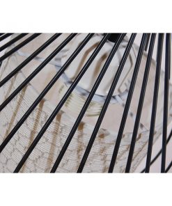 GloboStar® REA 01196 Μοντέρνο Κρεμαστό Φωτιστικό Οροφής Μονόφωτο Μαύρο Μεταλλικό Πλέγμα με Υφασμάτινο Εσωτερικό Καπέλο Φ20 x Y44cm 19 01196 8