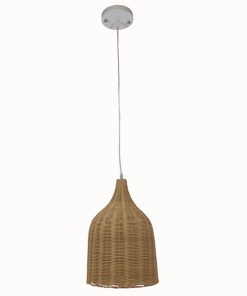 Alternative view of GloboStar® BAHAMAS 01202 Vintage Κρεμαστό Φωτιστικό Οροφής Μονόφωτο Μπεζ Ξύλινο Ψάθινο Bamboo Φ30 x Υ47cm