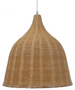 GloboStar® BAHAMAS 01203 Vintage Κρεμαστό Φωτιστικό Οροφής Μονόφωτο Μπεζ Ξύλινο Ψάθινο Bamboo Φ45 x Υ47cm 14 01203 004