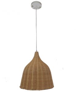 Alternative view of GloboStar® BAHAMAS 01203 Vintage Κρεμαστό Φωτιστικό Οροφής Μονόφωτο Μπεζ Ξύλινο Ψάθινο Bamboo Φ45 x Υ47cm
