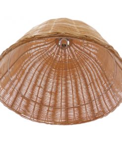 GloboStar® BAHAMAS 01203 Vintage Κρεμαστό Φωτιστικό Οροφής Μονόφωτο Μπεζ Ξύλινο Ψάθινο Bamboo Φ45 x Υ47cm 16 01203 008