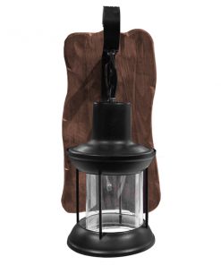 GloboStar® BRASRA 01204 Vintage Φωτιστικό Τοίχου Απλίκα Μονόφωτο Ξύλινο με Μαύρο Μεταλλικό Φανάρι και Διάφανο Γυαλί Φ21 x Μ24 x Π21 x Υ34cm 10 01204 3