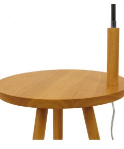 GloboStar® TIFFANY 01206 Μοντέρνο Φωτιστικό Δαπέδου Μονόφωτο 1 x E27 Μαύρο Μεταλλικό με Μπεζ Ξύλινη Επιφάνεια Καμπάνα D28 x H140cm 10 01206 3