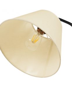 GloboStar® TIFFANY 01206 Μοντέρνο Φωτιστικό Δαπέδου Μονόφωτο 1 x E27 Μαύρο Μεταλλικό με Μπεζ Ξύλινη Επιφάνεια Καμπάνα D28 x H140cm 13 01206 6