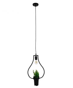 Alternative view of GloboStar® RHEXIA 01210 Μοντέρνο Κρεμαστό Φωτιστικό Οροφής Μονόφωτο Μαύρο Μεταλλικό Flowerpot Φ27 x Y40cm