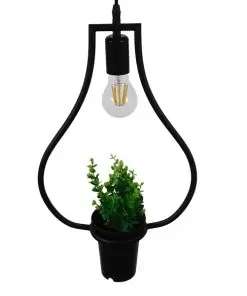 GloboStar® RHEXIA 01210 Μοντέρνο Κρεμαστό Φωτιστικό Οροφής Μονόφωτο Μαύρο Μεταλλικό Flowerpot Φ27 x Y40cm 11 01210 3