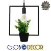 GloboStar® LAMIUM 01211 Μοντέρνο Κρεμαστό Φωτιστικό Οροφής Μονόφωτο Μαύρο Μεταλλικό Flowerpot Φ30 x Y30cm 1 01211 1