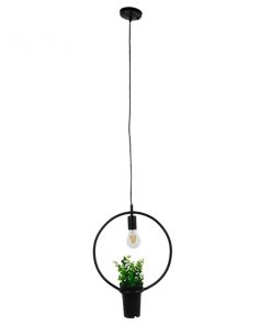 Alternative view of GloboStar® CELOSIA 01212 Μοντέρνο Κρεμαστό Φωτιστικό Οροφής Μονόφωτο Μαύρο Μεταλλικό Flowerpot Φ30 x Y30cm