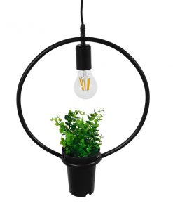 GloboStar® CELOSIA 01212 Μοντέρνο Κρεμαστό Φωτιστικό Οροφής Μονόφωτο Μαύρο Μεταλλικό Flowerpot Φ30 x Y30cm 11 01212 3