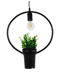 GloboStar® CELOSIA 01212 Μοντέρνο Κρεμαστό Φωτιστικό Οροφής Μονόφωτο Μαύρο Μεταλλικό Flowerpot Φ30 x Y30cm 12 01212 4