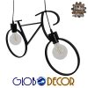 GloboStar® BIKE BLACK 01213 Vintage Κρεμαστό Φωτιστικό Οροφής Δίφωτο Μαύρο Μεταλλικό Μ67 x Π1.5 x Υ41cm
