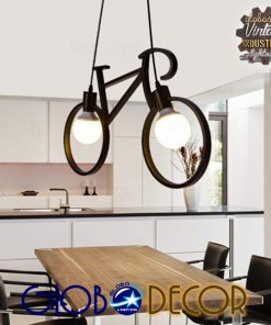 Alternative view of GloboStar® BIKE BLACK 01213 Vintage Κρεμαστό Φωτιστικό Οροφής Δίφωτο Μαύρο Μεταλλικό Μ67 x Π1.5 x Υ41cm