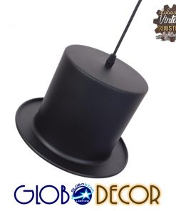 GloboStar® SHERLOCK 01215 Vintage Κρεμαστό Φωτιστικό Οροφής Μονόφωτο Μαύρο Μεταλλικό Καμπάνα Φ26 x Y18cm 22 01215 003