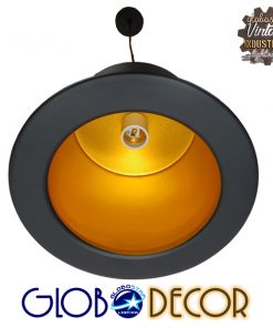 GloboStar® SHERLOCK 01215 Vintage Κρεμαστό Φωτιστικό Οροφής Μονόφωτο Μαύρο Μεταλλικό Καμπάνα Φ26 x Y18cm 27 01215 004