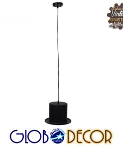 Alternative view of GloboStar® SHERLOCK 01215 Vintage Κρεμαστό Φωτιστικό Οροφής Μονόφωτο Μαύρο Μεταλλικό Καμπάνα Φ26 x Y18cm