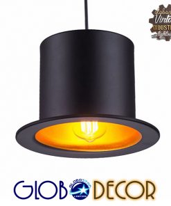 GloboStar® SHERLOCK 01215 Vintage Κρεμαστό Φωτιστικό Οροφής Μονόφωτο Μαύρο Μεταλλικό Καμπάνα Φ26 x Y18cm 29 01215 10